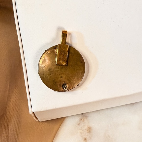 Antique Hand Painted Porcelain Rose Pendant - Picture 4 of 5